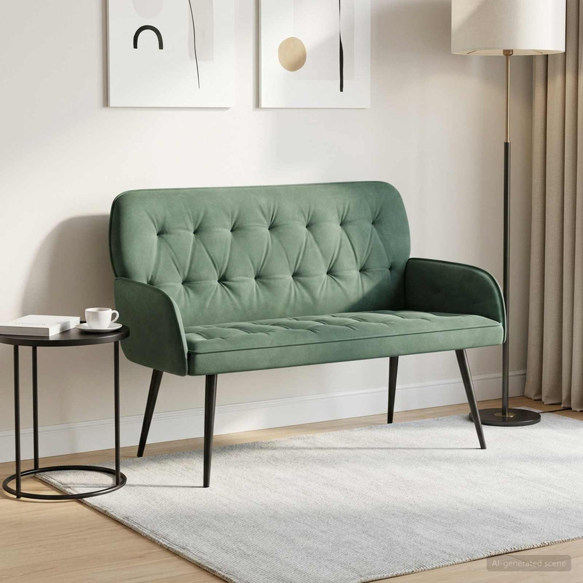 Tweezitsbank met metalen poten 2-zits Zeegroen fluweel is nu te koop bij PeponiXL, paradijselijk wonen!