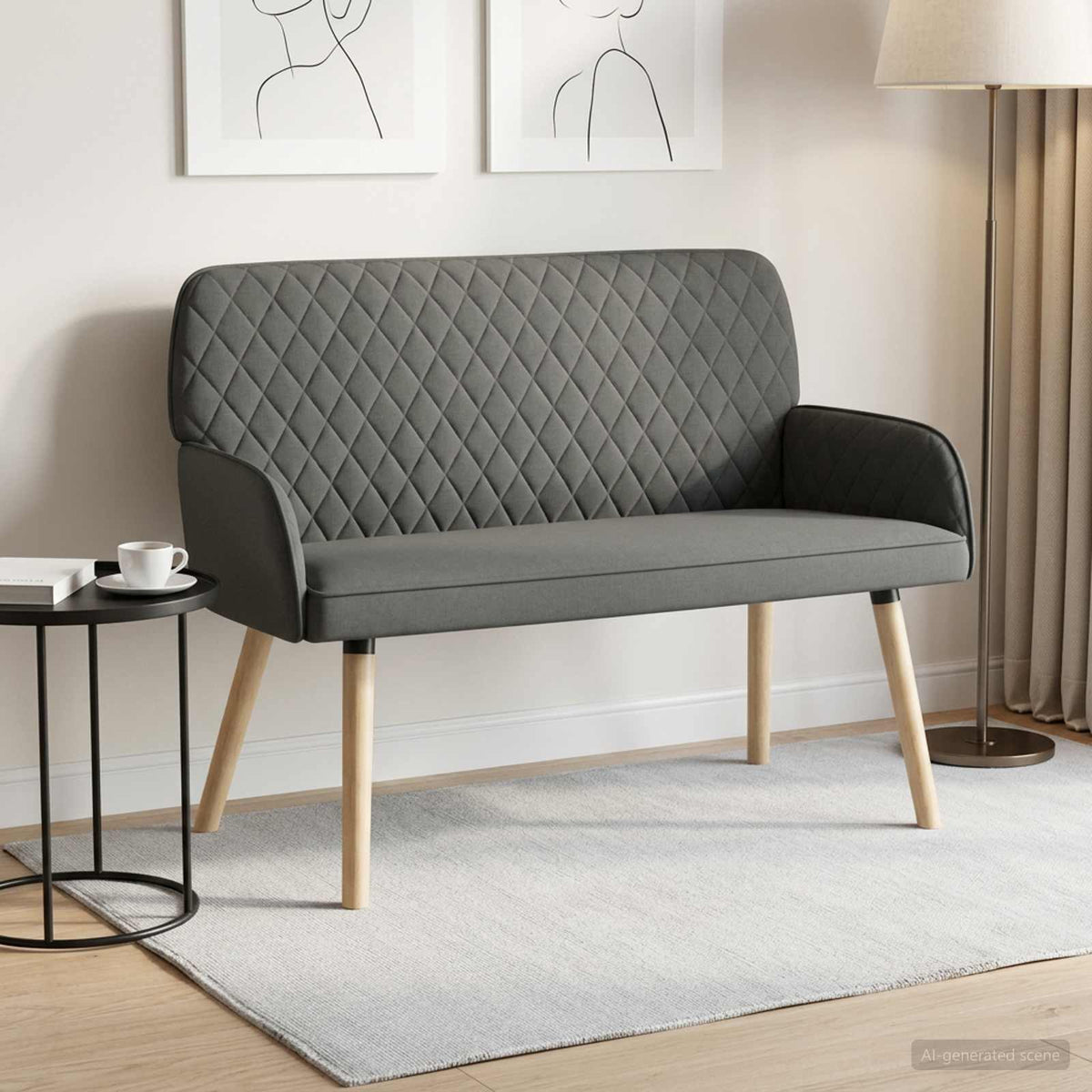 2-zitsbank met massief houten poten 2-zits Donkergrijs is nu te koop bij PeponiXL, paradijselijk wonen!
