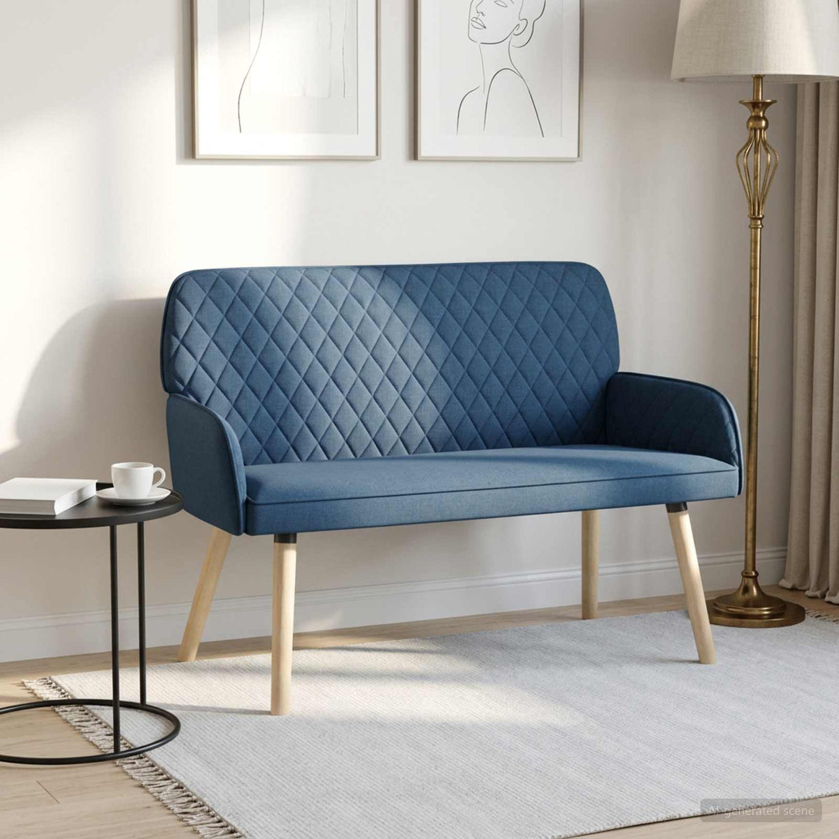 2-zitsbank met massief houten poten 2-zits Blauw Linnen stof is nu te koop bij PeponiXL, paradijselijk wonen!