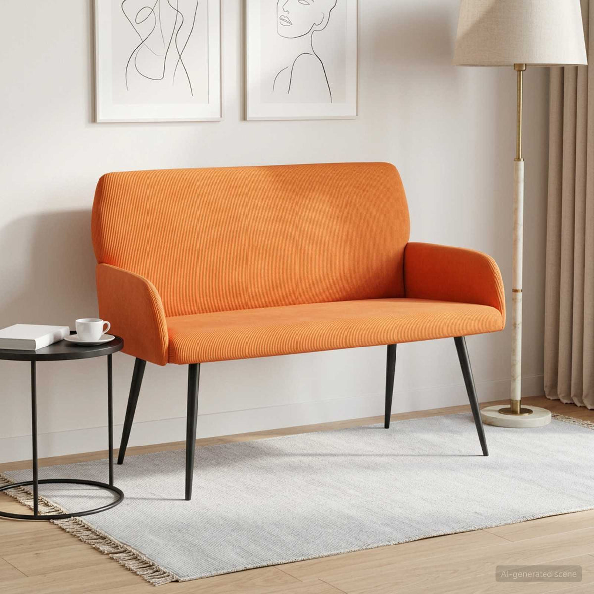 Tweezitsbank met metalen poten 2-zits Oranje Katoen Stof is nu te koop bij PeponiXL, paradijselijk wonen!