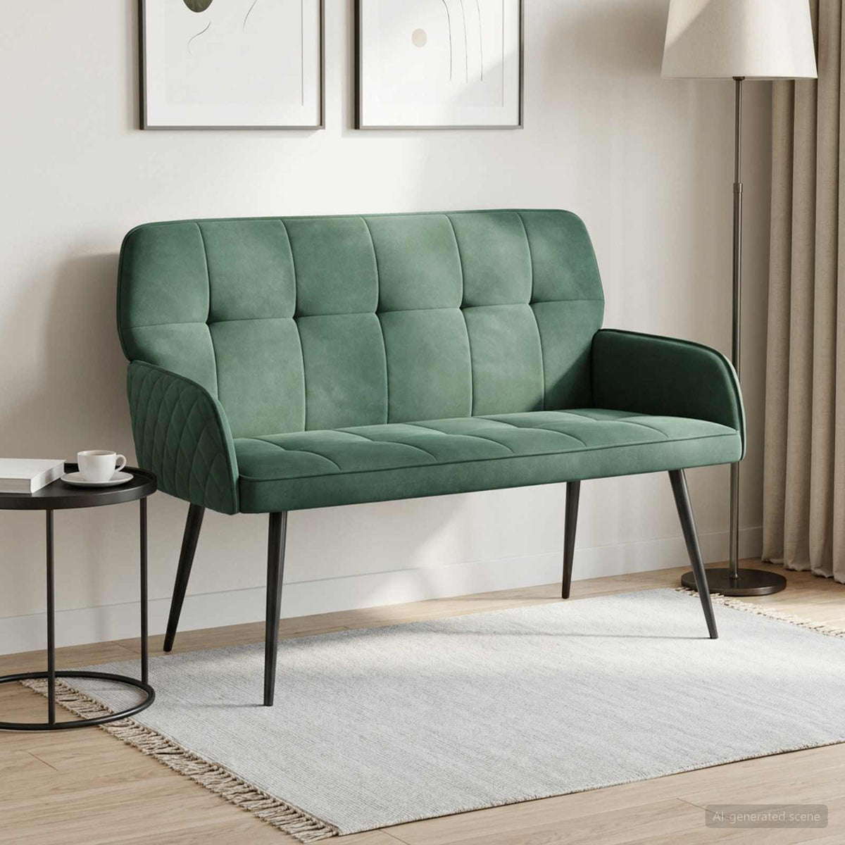 2-zitsbank met metalen poten 2-zits Zeegroen fluweel is nu te koop bij PeponiXL, paradijselijk wonen!
