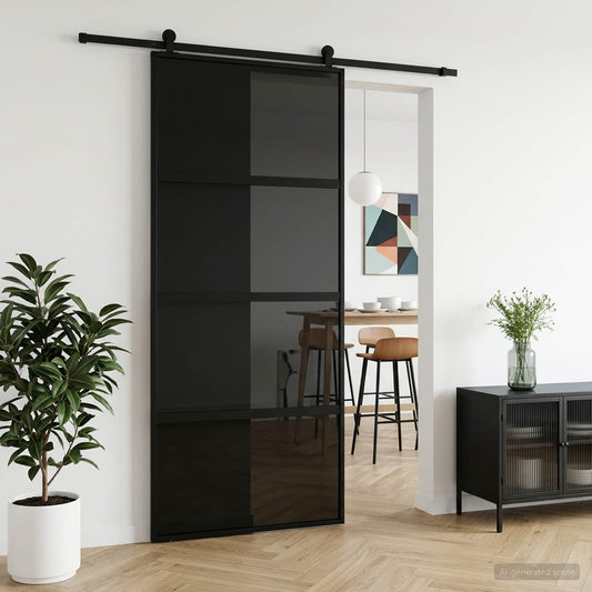vidaXL Schuifdeur 90 x 205 cm Gehard glas en aluminium
