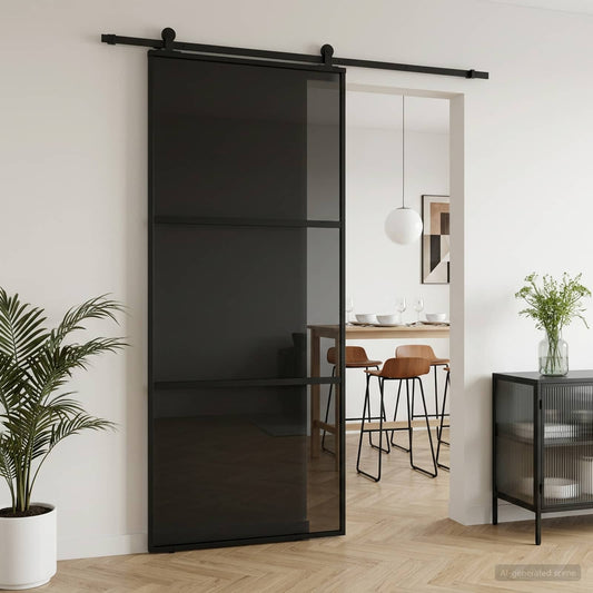 Schuifdeur 90 x 205 cm Gelaagd Glas en Aluminium is nu te koop bij PeponiXL, paradijselijk wonen!