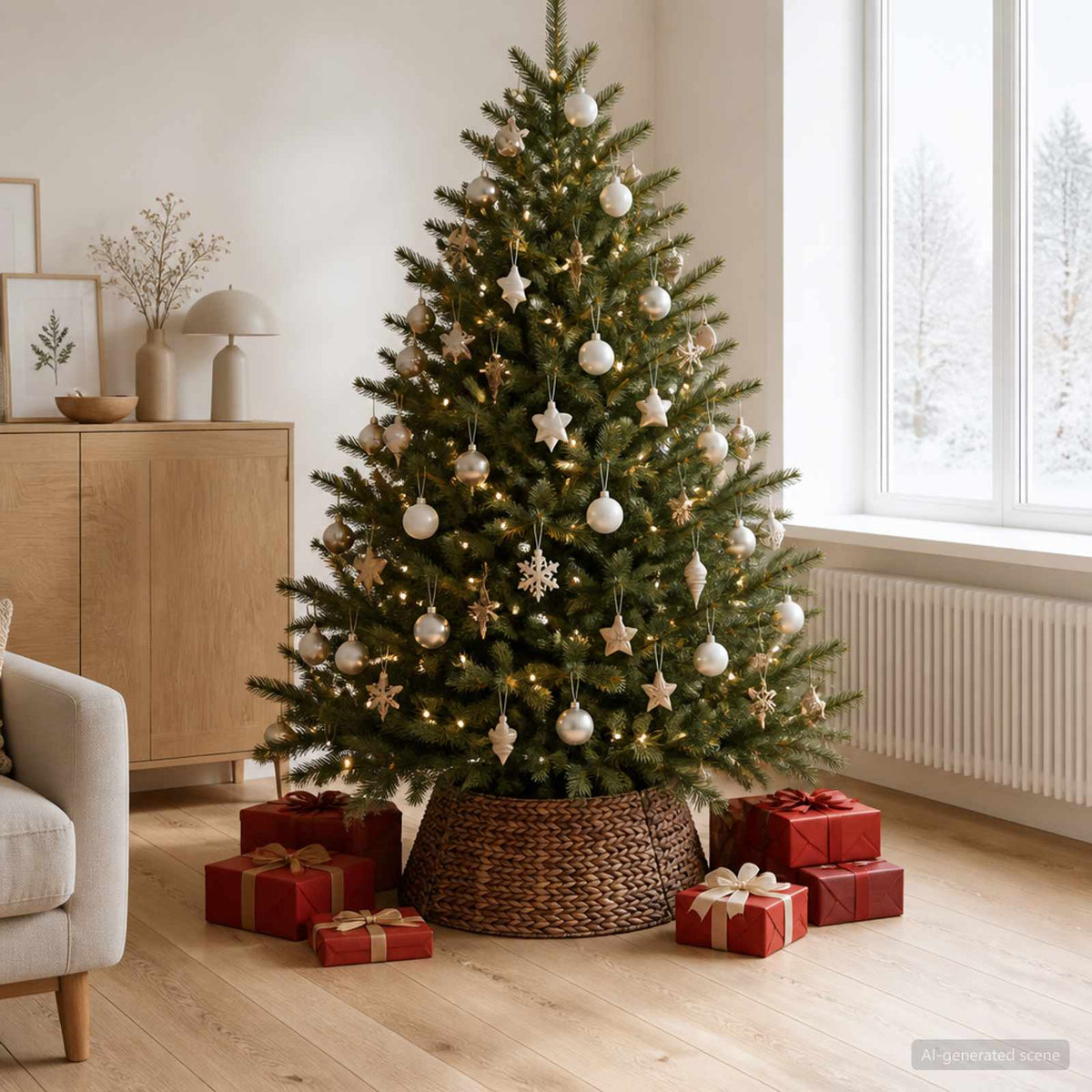Kerstboomkraag Rond Bruin Ø 60 x 22 cm Waterhyacint is nu te koop bij PeponiXL, paradijselijk wonen!