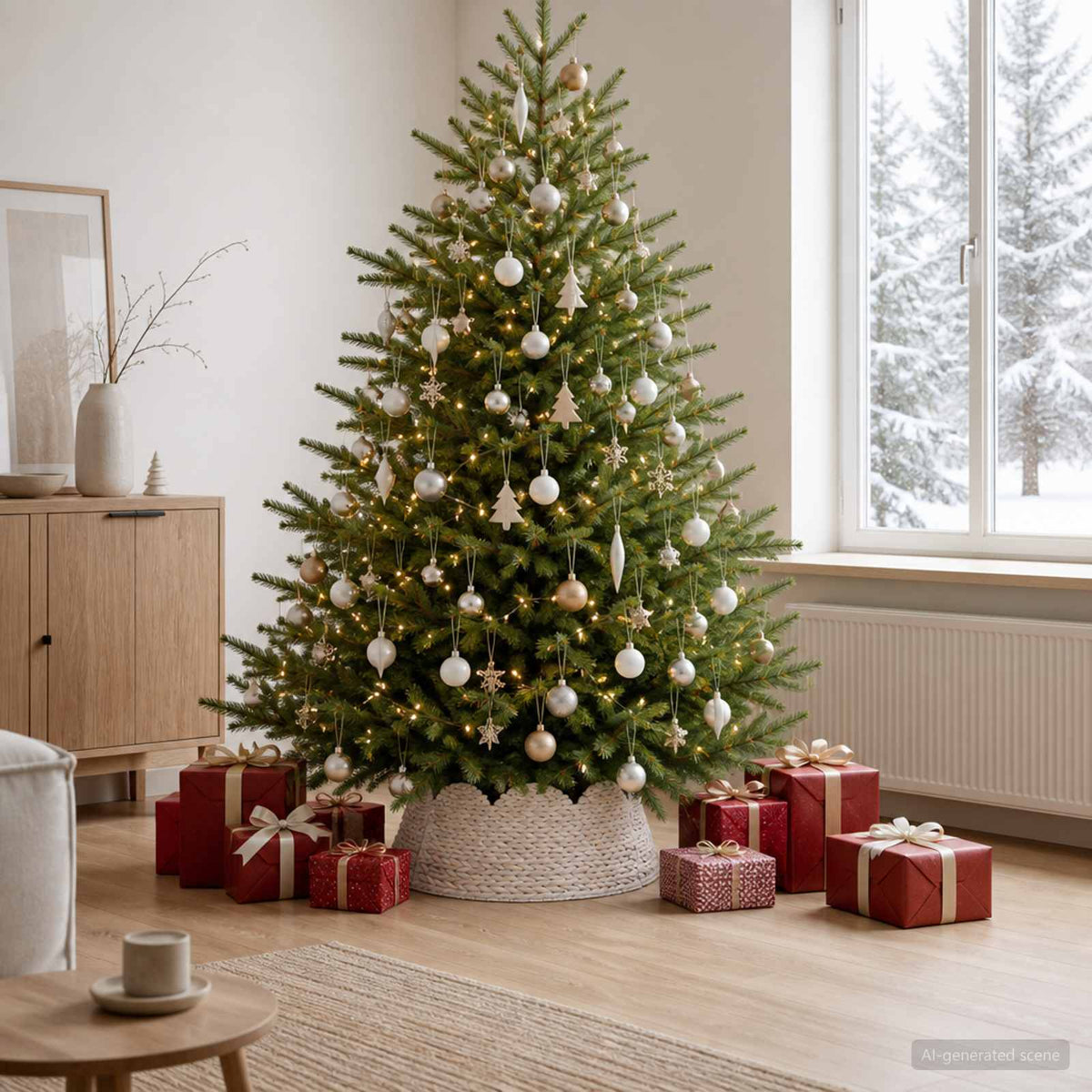 Kerstboomkraag Rond Wit Ø 75 x 25 cm Waterhyacint is nu te koop bij PeponiXL, paradijselijk wonen!