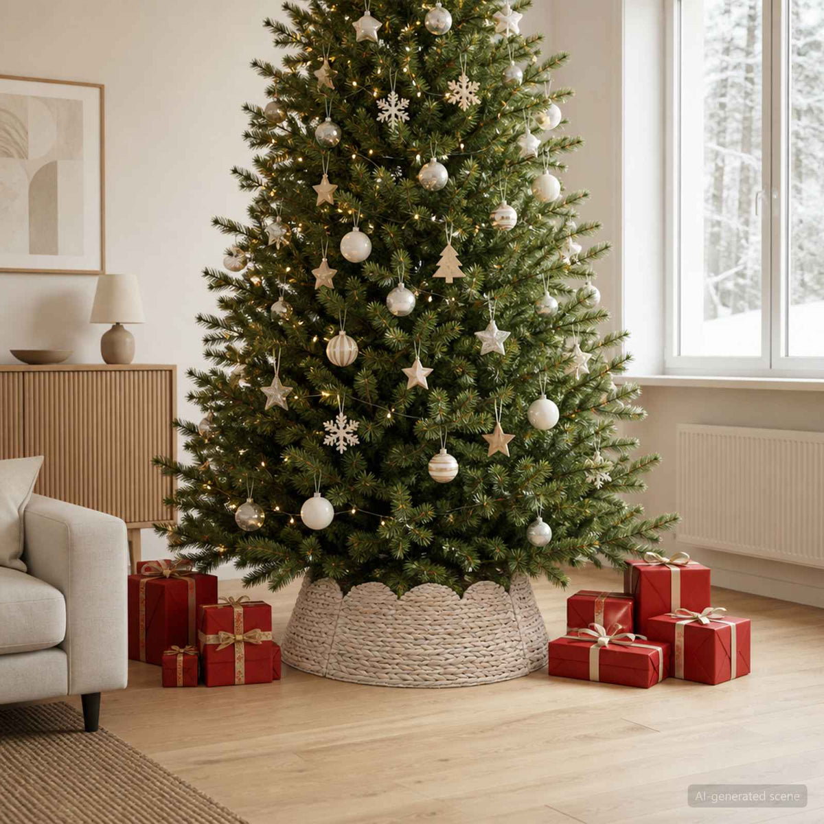 Kerstboomkraag Rond Wit Ø 105 x 28 cm Waterhyacint is nu te koop bij PeponiXL, paradijselijk wonen!