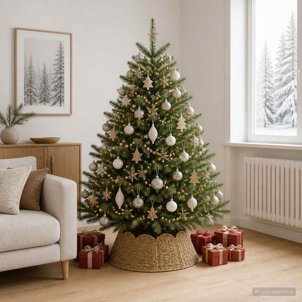 Kerstboomkraag Rond Naturel Ø 75 x 25 cm Zeegras is nu te koop bij PeponiXL, paradijselijk wonen!