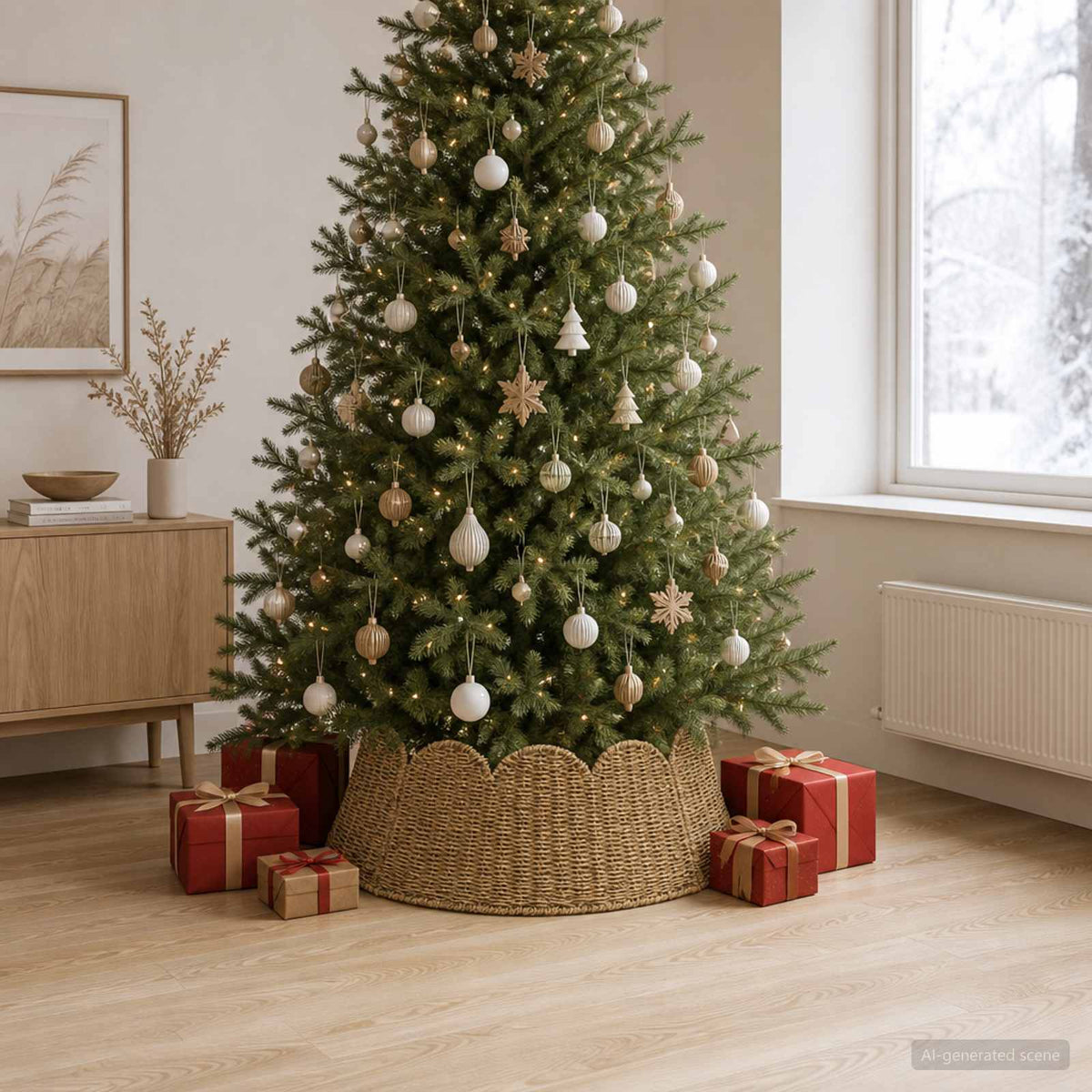 Kerstboomkraag Rond Naturel Ø 90 x 28 cm Zeegras is nu te koop bij PeponiXL, paradijselijk wonen!
