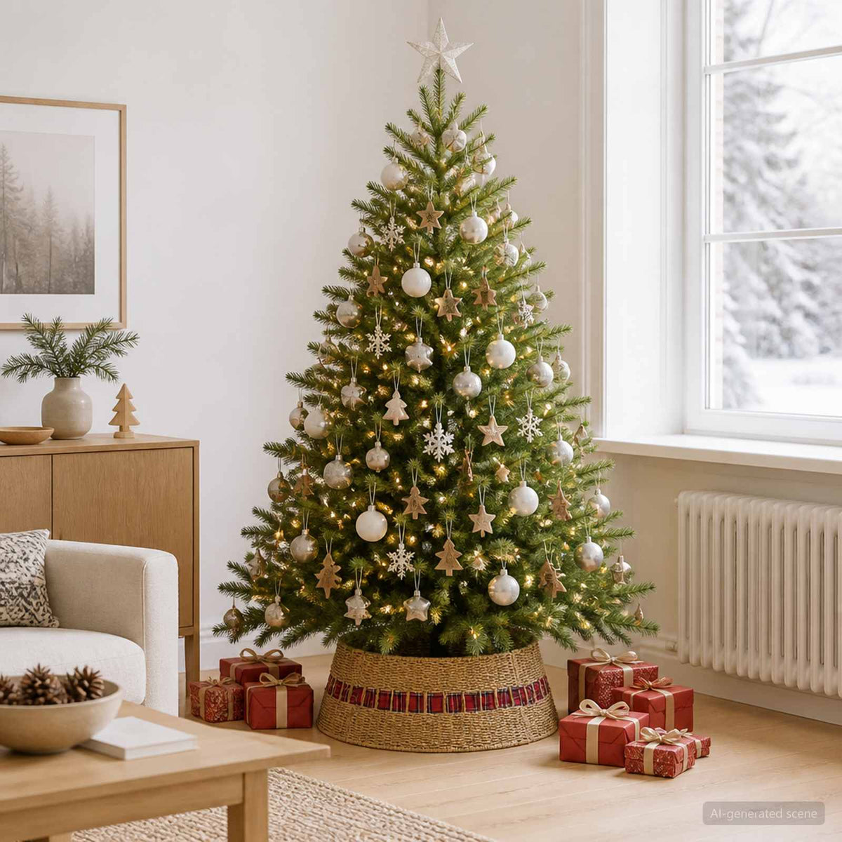Kerstboomkraag Rond Naturel Ø 60 x 22 cm Zeegras is nu te koop bij PeponiXL, paradijselijk wonen!