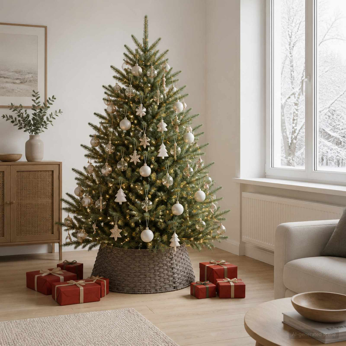Kerstboomkraag Rond Grijs Ø 75 x 25 cm poly rattan is nu te koop bij PeponiXL, paradijselijk wonen!