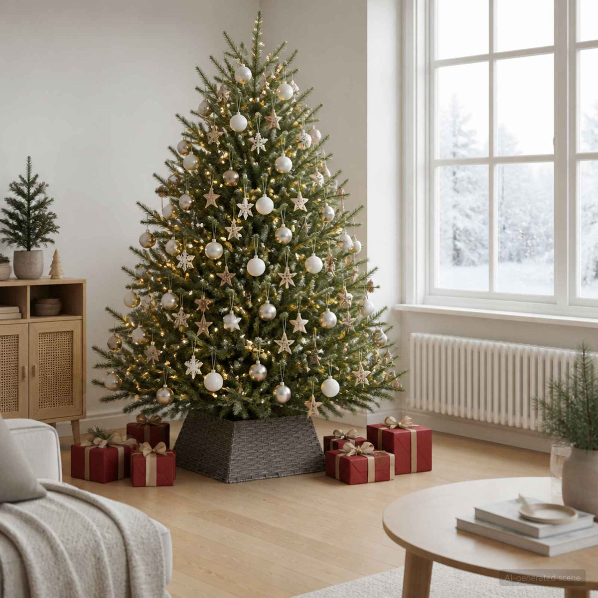 Kerstboomkraag Vierkant Grijs 60 x 60 x 28 cm poly rattan is nu te koop bij PeponiXL, paradijselijk wonen!