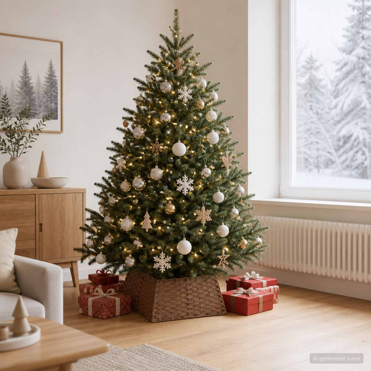 Kerstboomkraag Vierkant Licht Bruin 60 x 60 x 28 cm poly rattan is nu te koop bij PeponiXL, paradijselijk wonen!