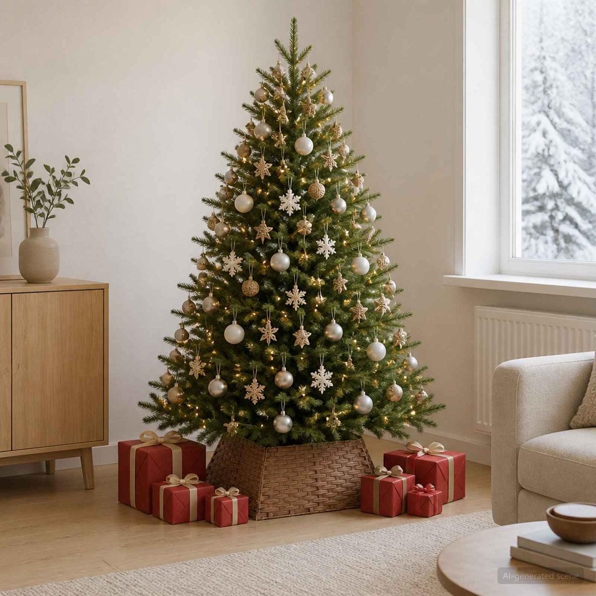 Kerstboomkraag Vierkant Licht Bruin 70 x 70 x 28 cm poly rattan is nu te koop bij PeponiXL, paradijselijk wonen!