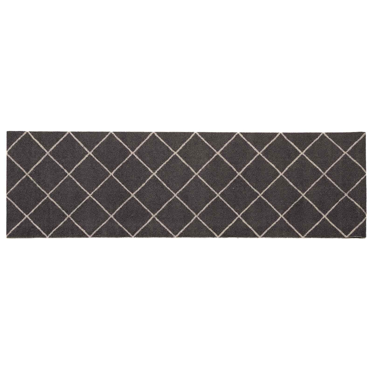 vidaXL Keuken Vloerkleed Antraciet geruit 150 x 45 cm 100% Polyamide