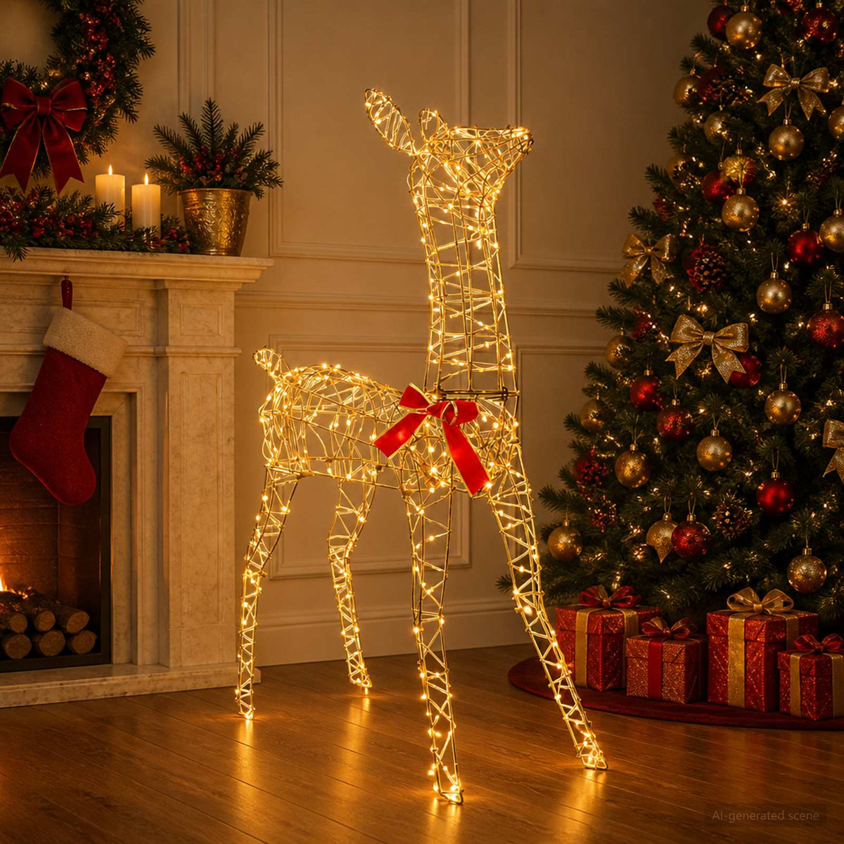 vidaXL 3D Kerst Rendier LOVIISA 285 LED's Warmwit 70 x 26 x 100 cm