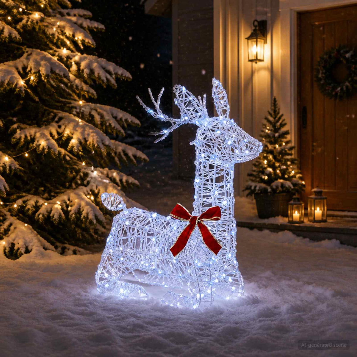 vidaXL 3D Kerst Rendier LOVIISA 140 LED's Blauw 55 x 22 x 63 cm
