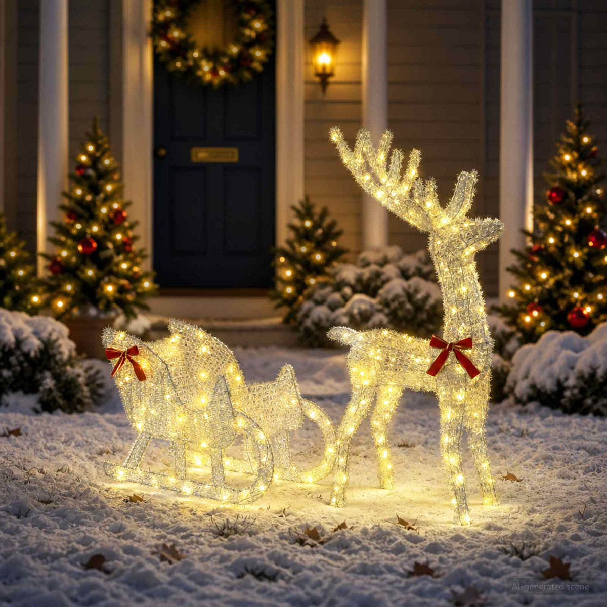 Rendier trek slede LOVIISA 200 LED's Warmwit 70 x 26 x 128,5 cm is nu te koop bij PeponiXL, paradijselijk wonen!