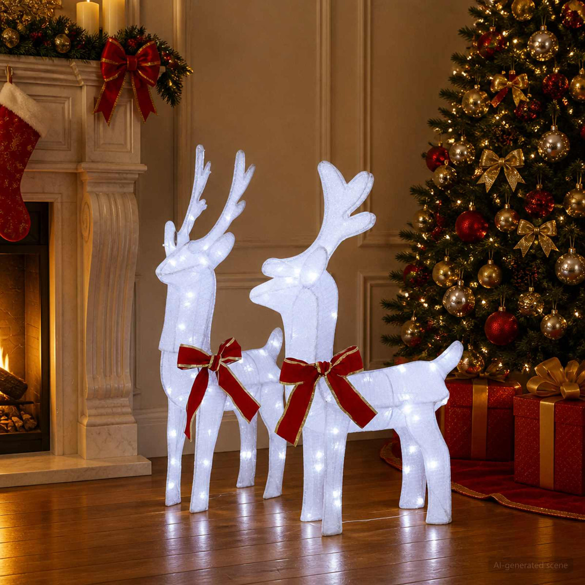 vidaXL 3D Kerst Rendier LOVIISA 2 st 80 LED's Koel wit