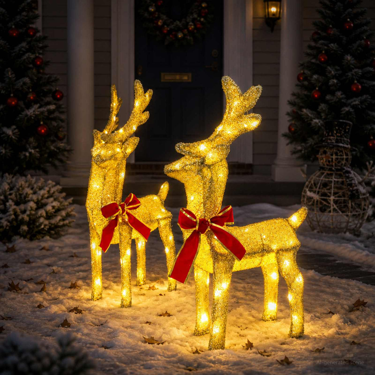 vidaXL 3D Kerst Rendier LOVIISA 2 st 80 LED's Warmwit