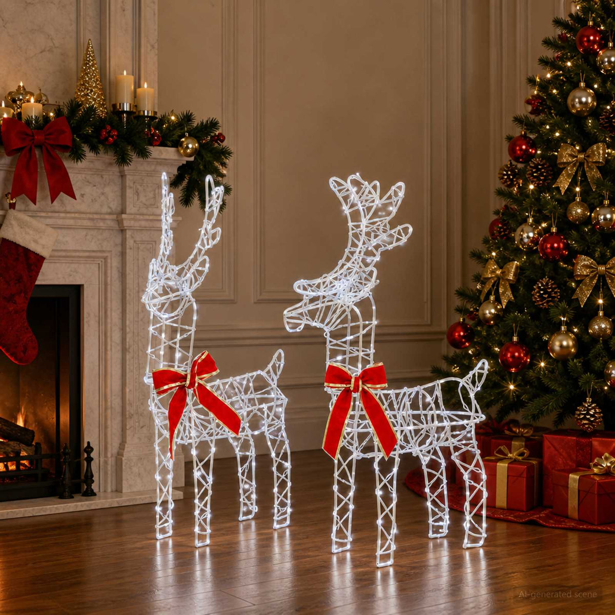 vidaXL 3D Kerst Rendier LOVIISA 2 st 180 LED's Koel wit