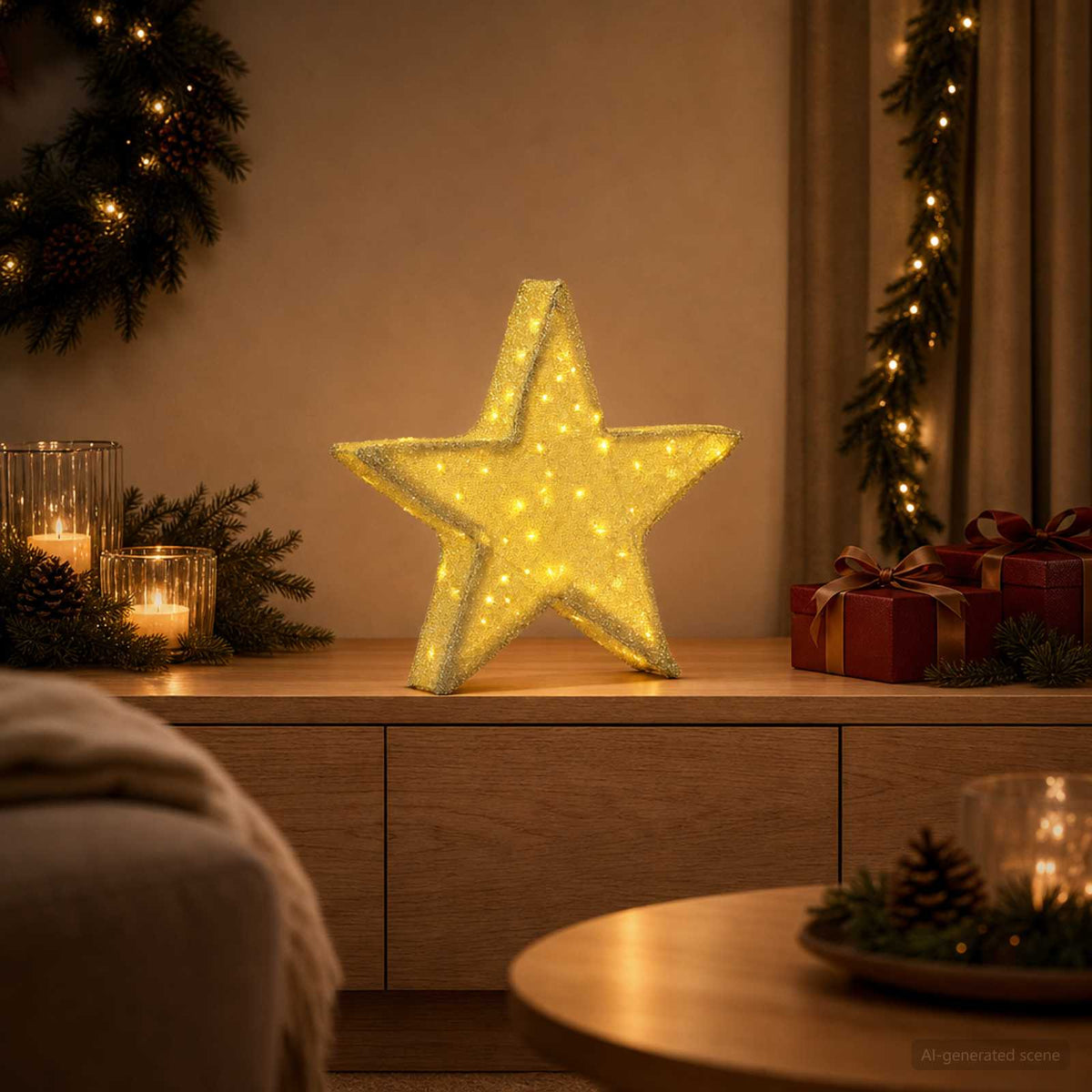3D-kerstster 50 LED's Warmwit 55 x 53,5 x 10 cm is nu te koop bij PeponiXL, paradijselijk wonen!