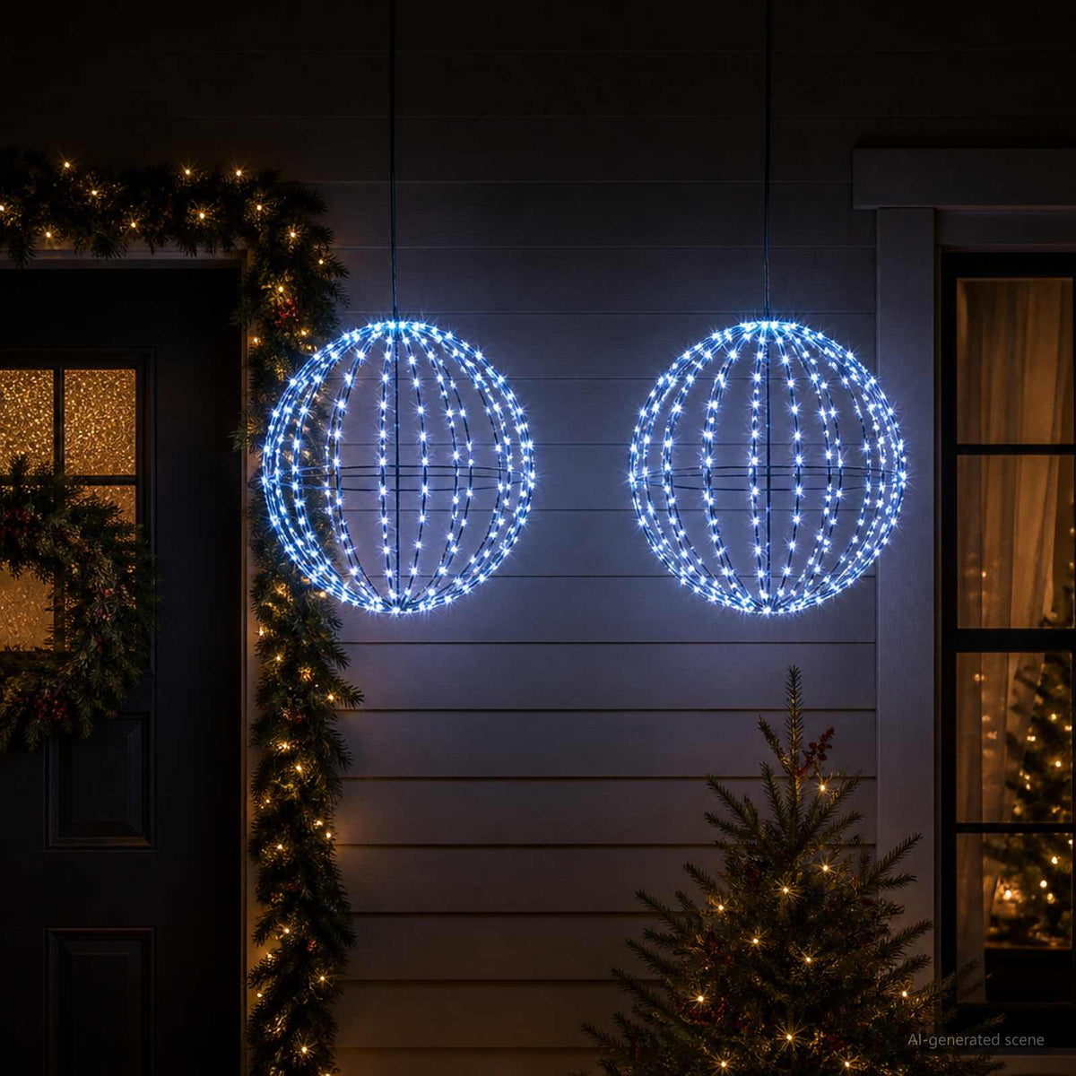 vidaXL Kerst Finial Licht 2 st 192 LED's Blauw Diameter 30 x 32 cm