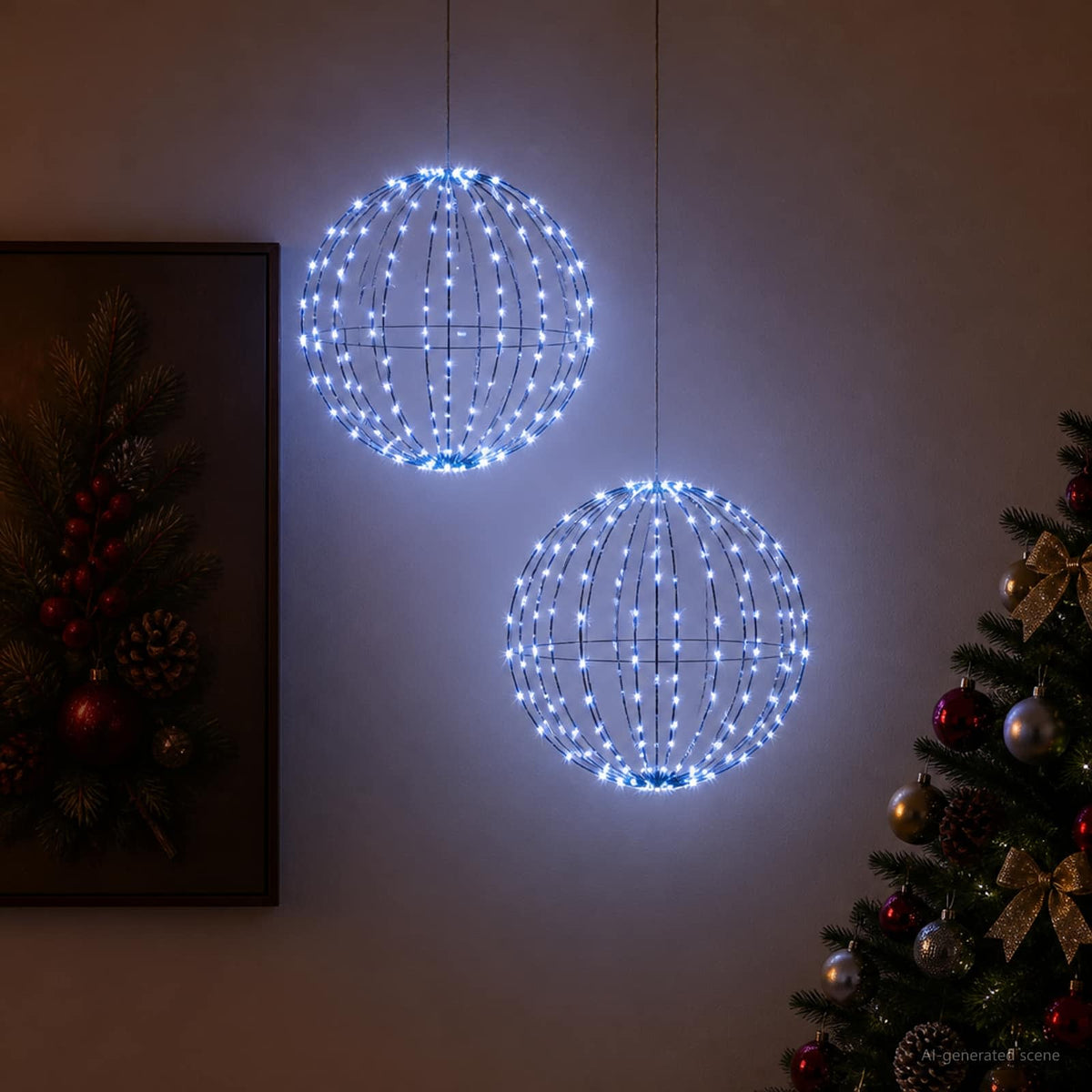 vidaXL Kerst Finial Licht 2 st 240 LED's Blauw Diameter 40 x 42 cm