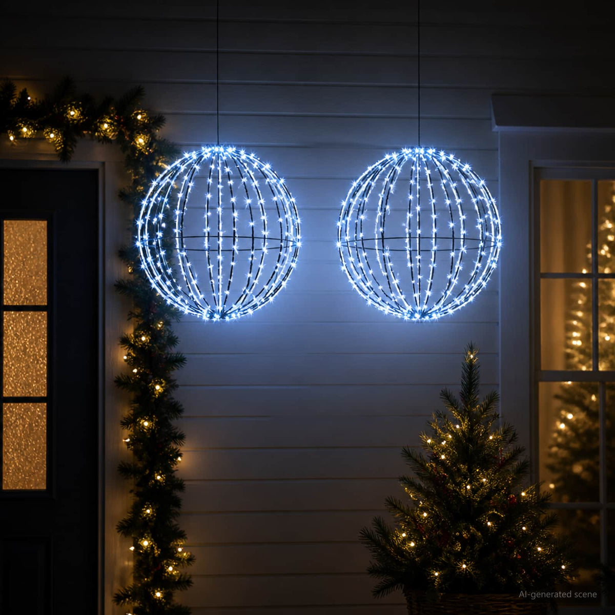 vidaXL Kerst Finial Licht 2 st 320 LED's Blauw Diameter 50 x 52 cm