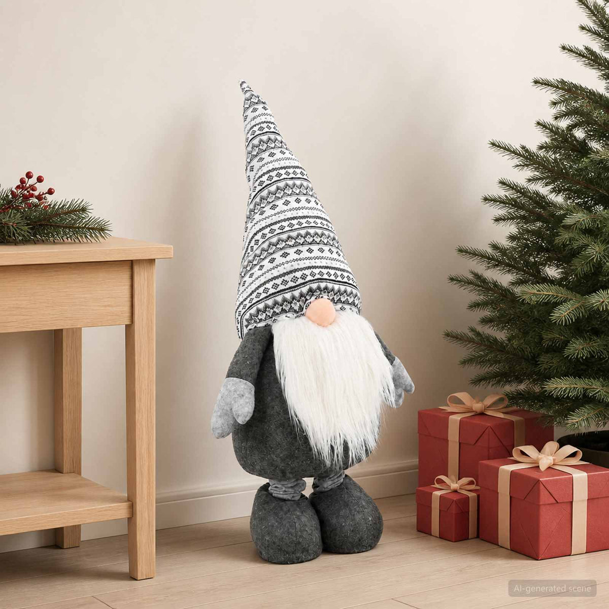 Kerstkabouter met uitschuifbare poten Grijs 130 cm Polyester is nu te koop bij PeponiXL, paradijselijk wonen!