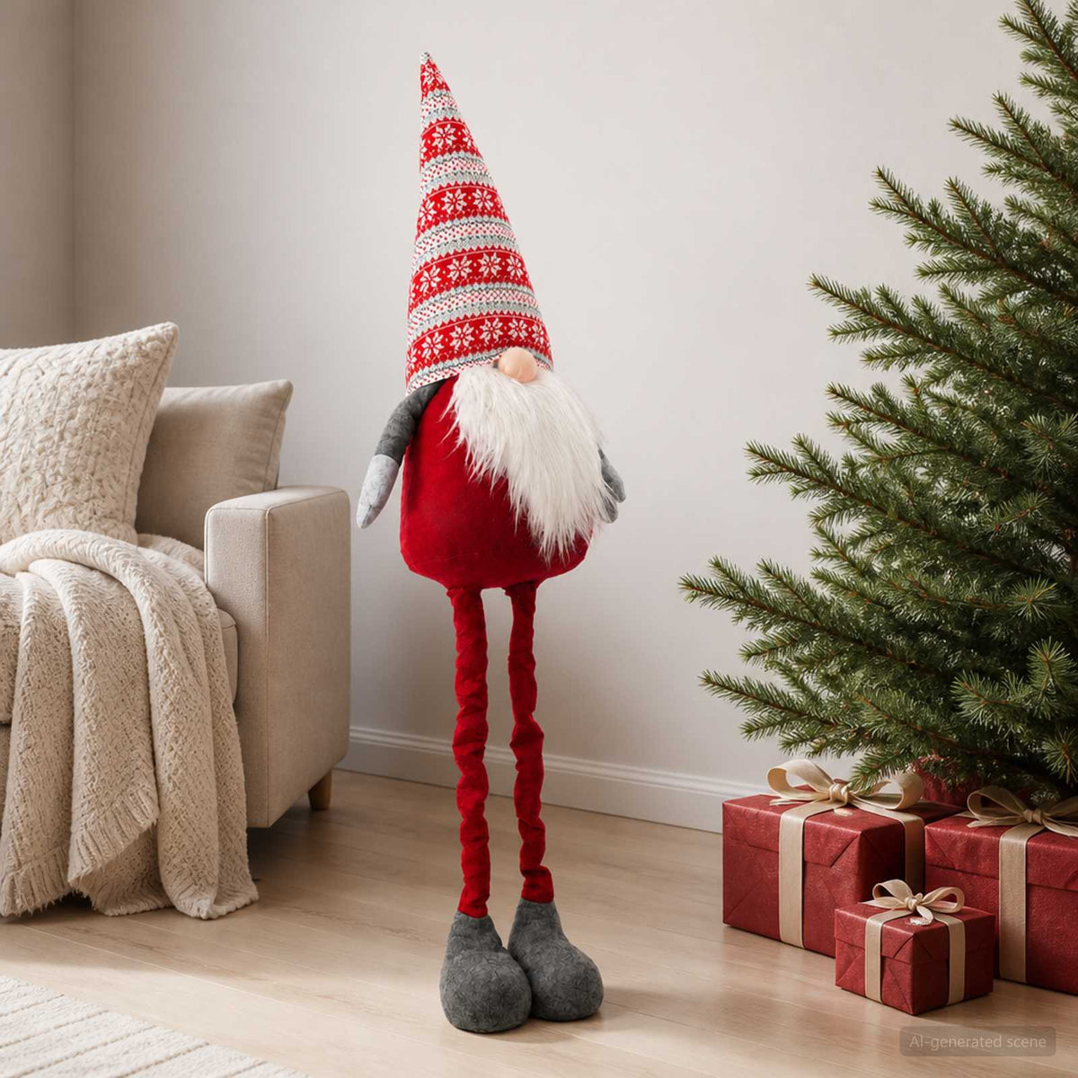 Kerstkabouter met uitschuifbare poten Rood 130 cm Polyester is nu te koop bij PeponiXL, paradijselijk wonen!
