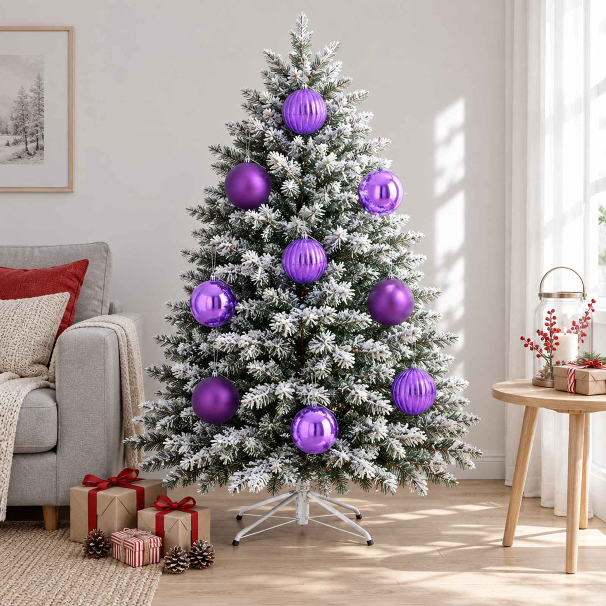 Kerstballenset XXL 4 st Lila Ø 20 cm Kunststof is nu te koop bij PeponiXL, paradijselijk wonen!