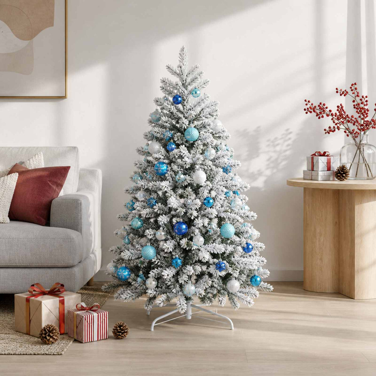 Kerstballen set 88 st Turquoise, donkerblauw en wit Ø 6 cm is nu te koop bij PeponiXL, paradijselijk wonen!
