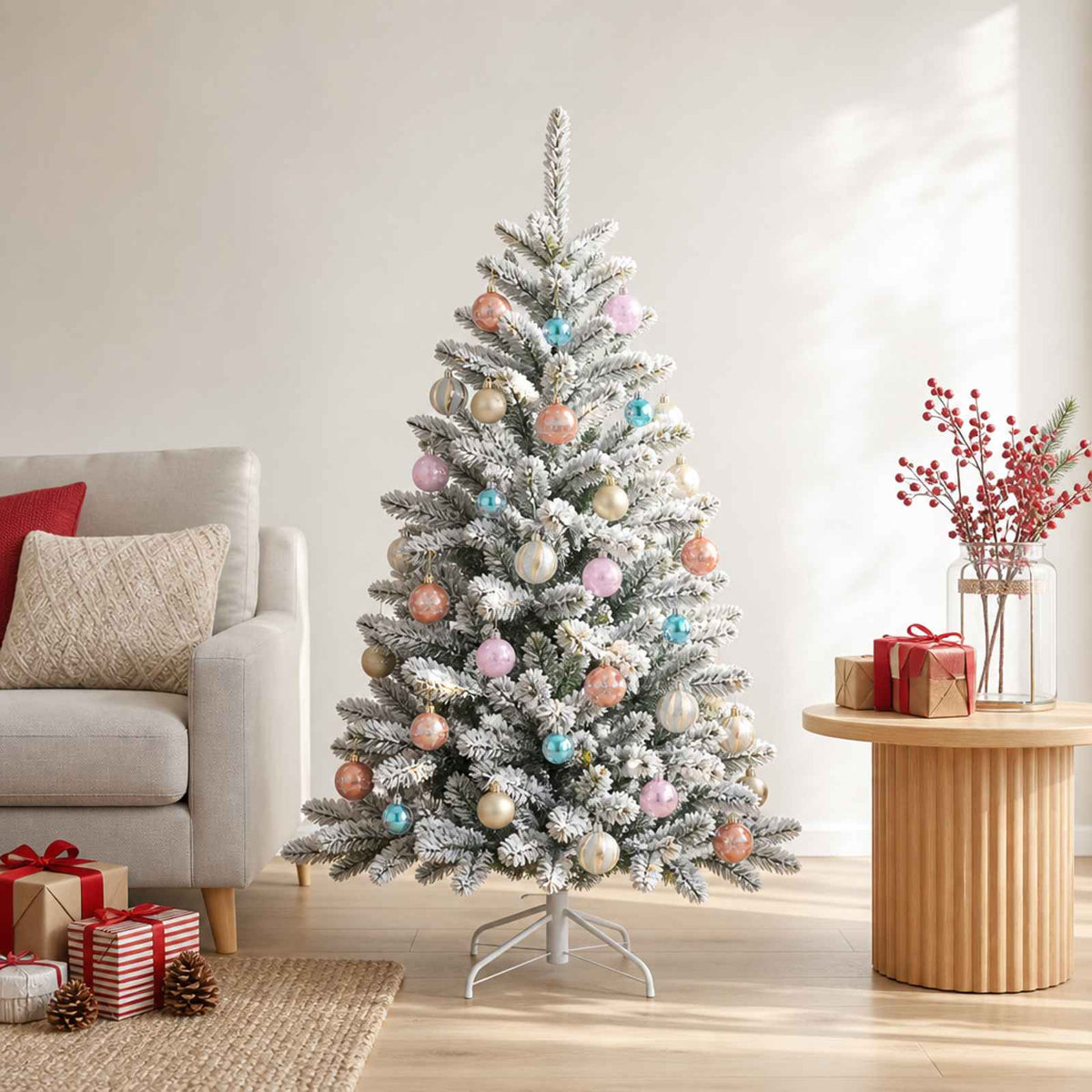 Kerstballen set 88 st Roze, Goud, Bruin en Turquoise Ø 6 cm is nu te koop bij PeponiXL, paradijselijk wonen!