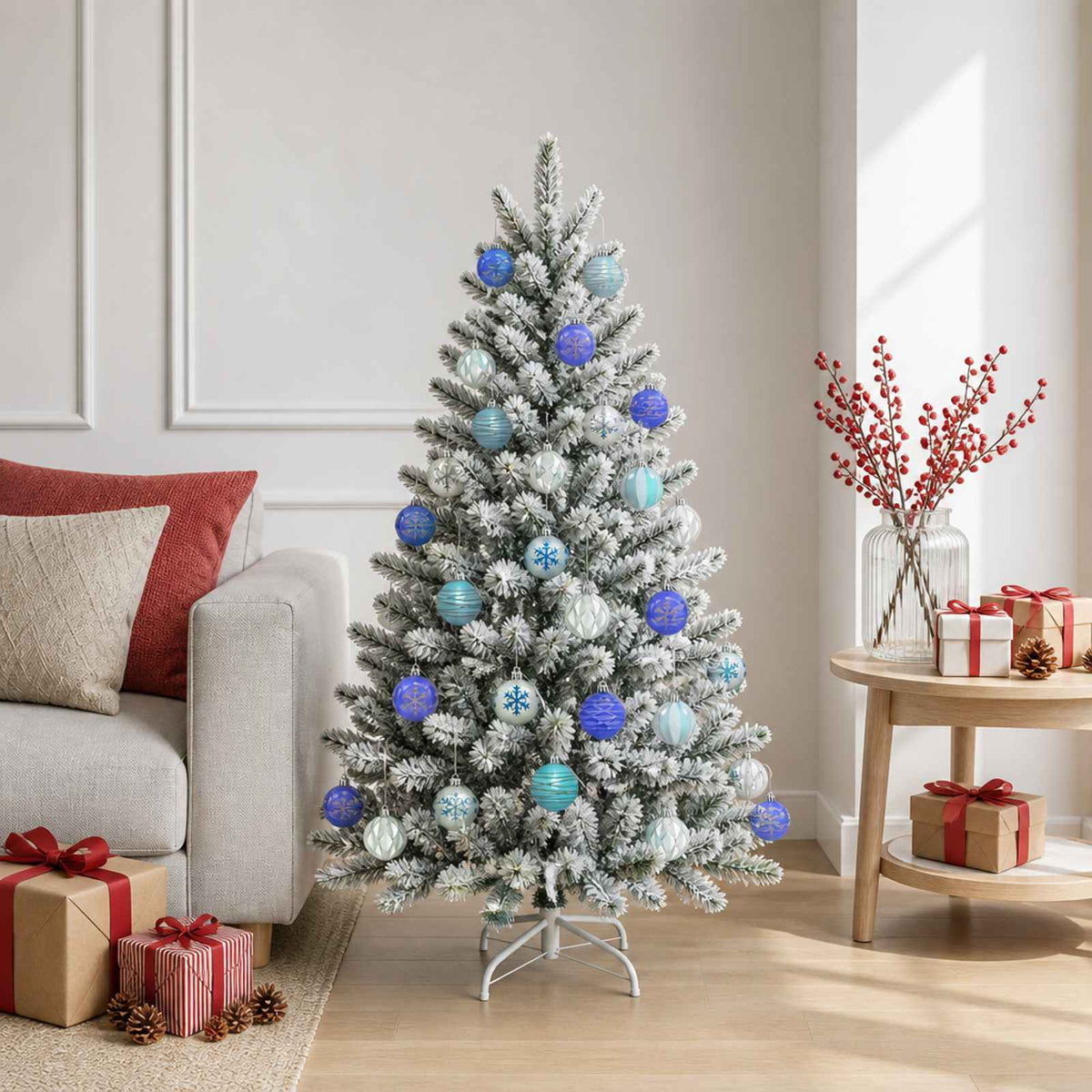 Kerstballen set 30 st Zilver, blauw en turquoise Ø 6 cm is nu te koop bij PeponiXL, paradijselijk wonen!