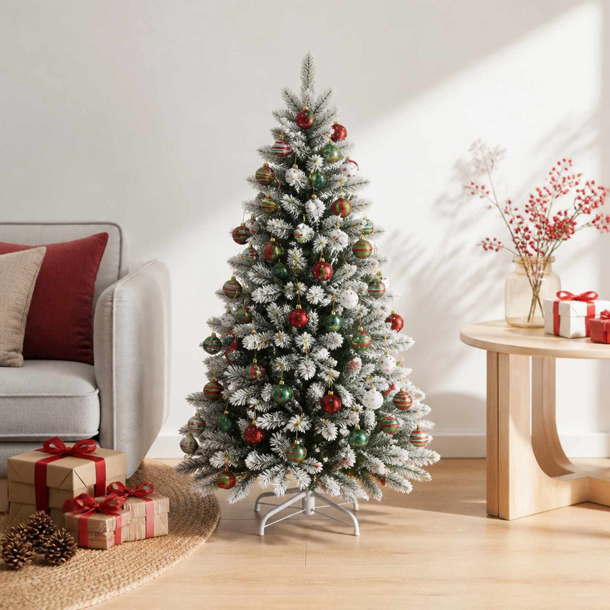 Kerstballen set 30 st Wit, rood en lichtgroen Ø 6 cm Kunststof is nu te koop bij PeponiXL, paradijselijk wonen!