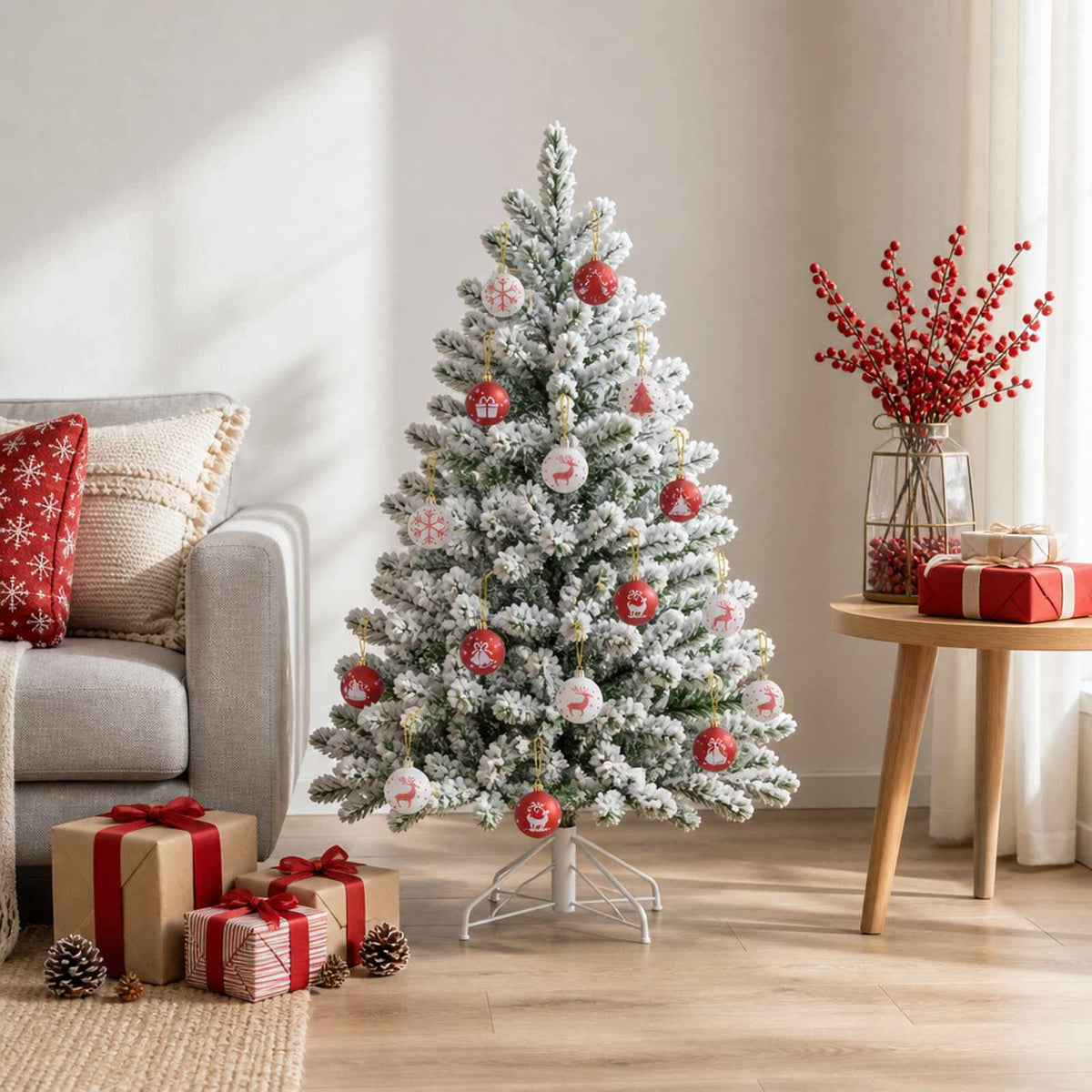 Kerstballen set 32 st Rood en Wit Ø 6 cm Kunststof is nu te koop bij PeponiXL, paradijselijk wonen!