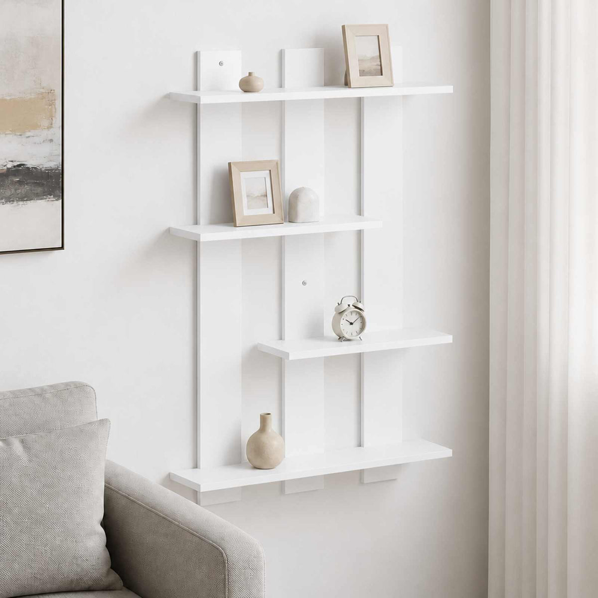 Wandplank Wit 61 x 13,5 x 88 cm Bewerkt hout is nu te koop bij PeponiXL, paradijselijk wonen!