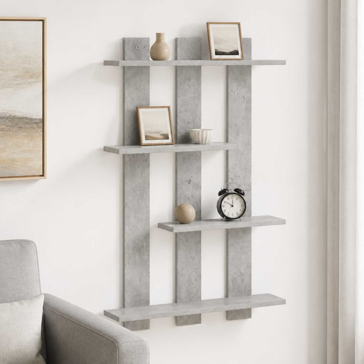Wandplank Betongrijs 61 x 13,5 x 88 cm Bewerkt hout is nu te koop bij PeponiXL, paradijselijk wonen!