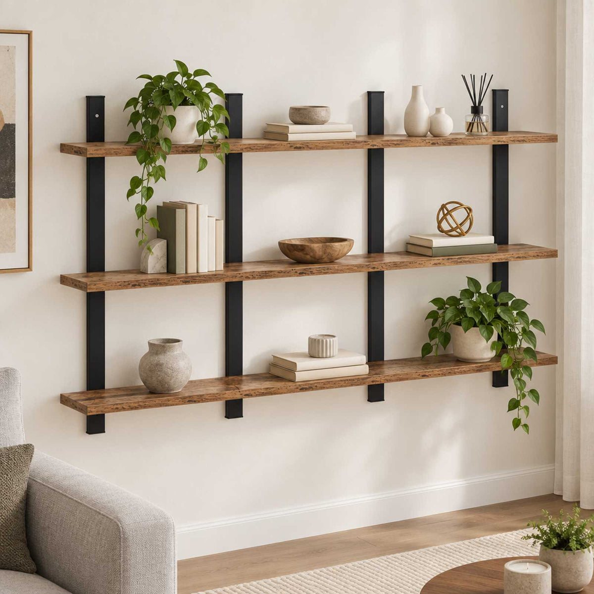 Wandplank Oud hout 102 x 13.5 x 58 cm Bewerkt hout is nu te koop bij PeponiXL, paradijselijk wonen!