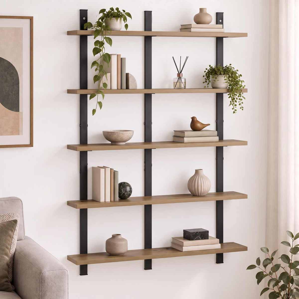 Wandplank Artisanaal eiken 79.5 x 13.5 x 102 cm Bewerkt hout is nu te koop bij PeponiXL, paradijselijk wonen!