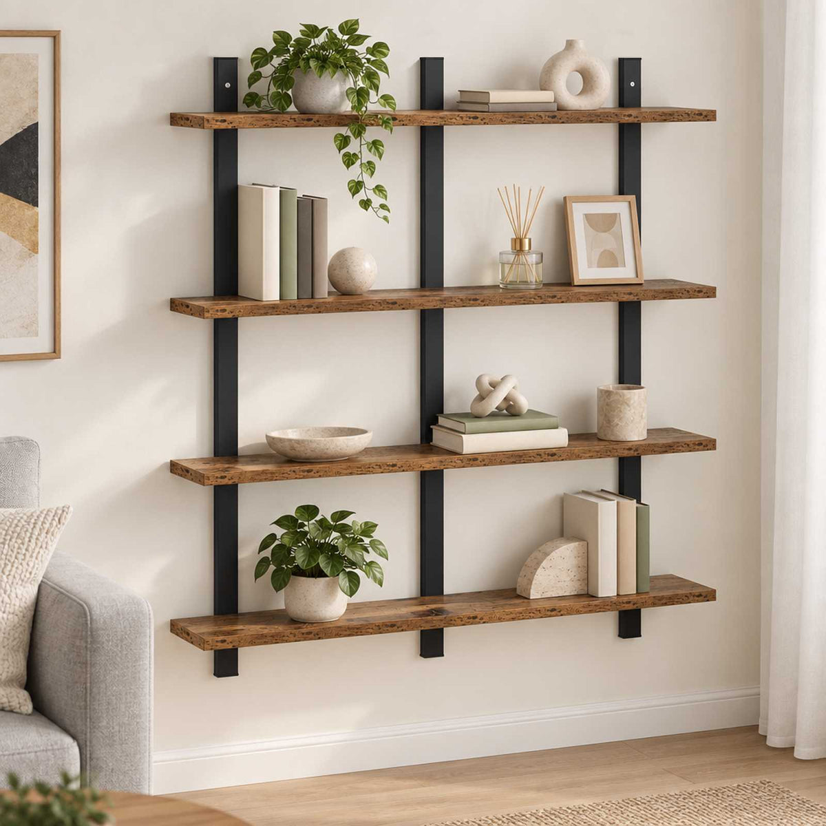 Wandplank Oud hout 79.5 x 13.5 x 80 cm Bewerkt hout is nu te koop bij PeponiXL, paradijselijk wonen!