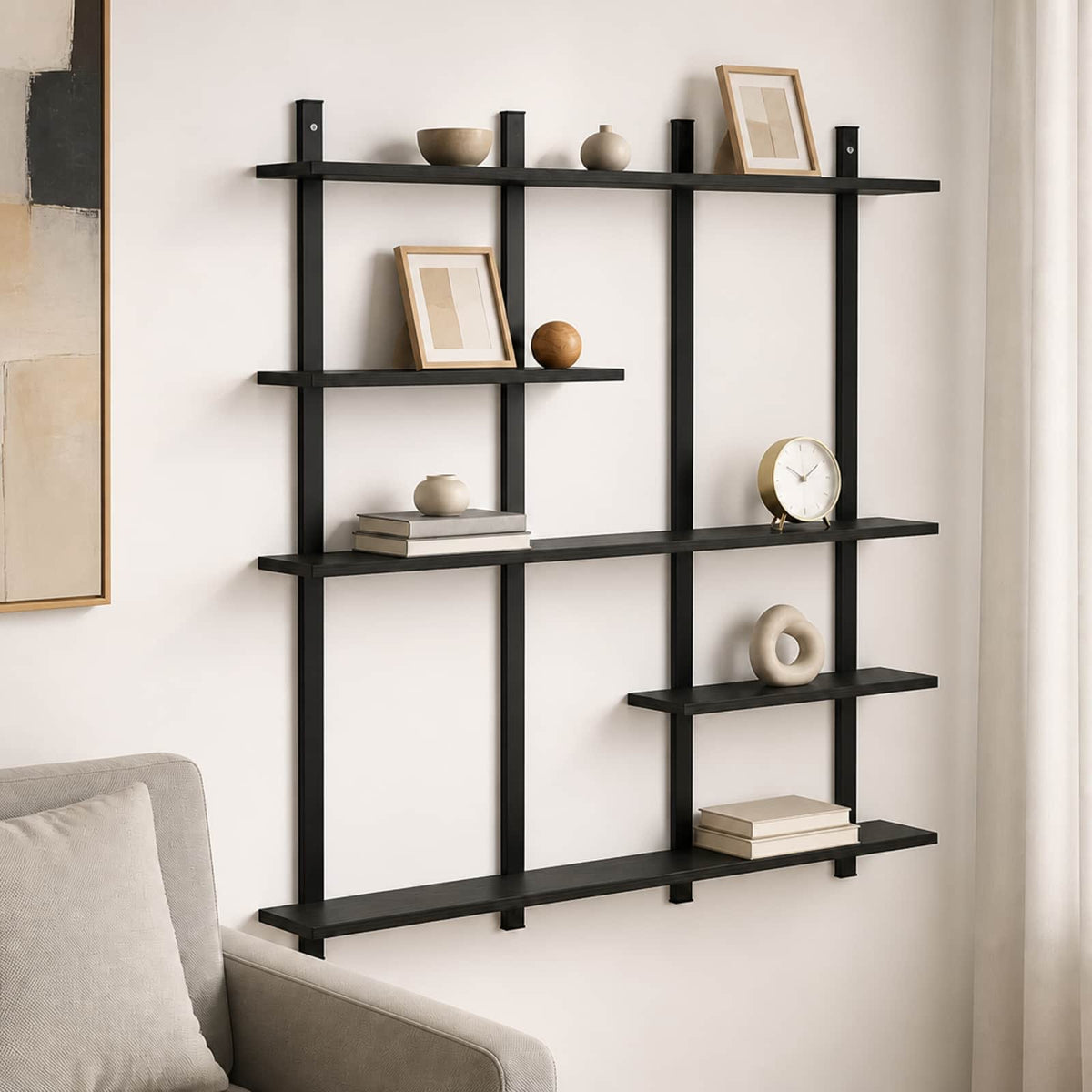 Wandplank Zwart eiken 102 x 13,5 x 102,5 cm Bewerkt hout is nu te koop bij PeponiXL, paradijselijk wonen!