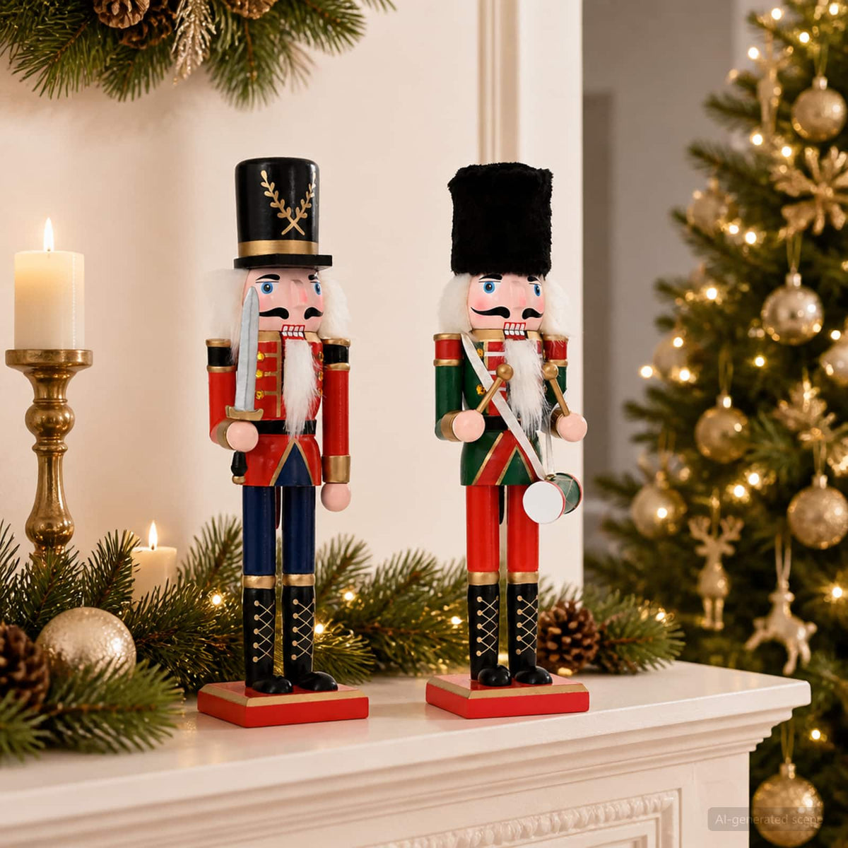 vidaXL Kerstnotenkraker TURKU 2 st Rood en Zwart 30 cm