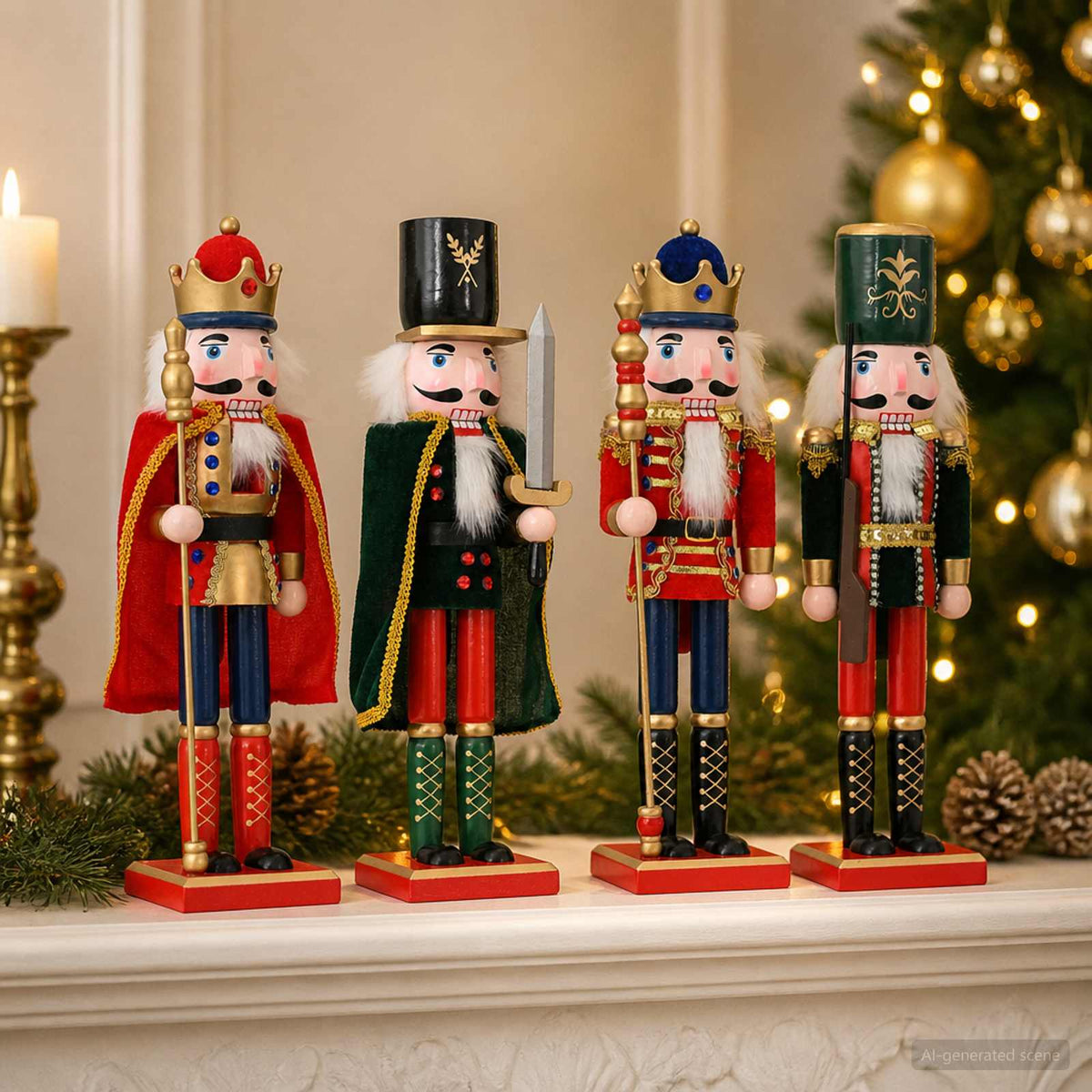 vidaXL Kerstnotenkraker TURKU 4 st Rood en Zwart 38 cm