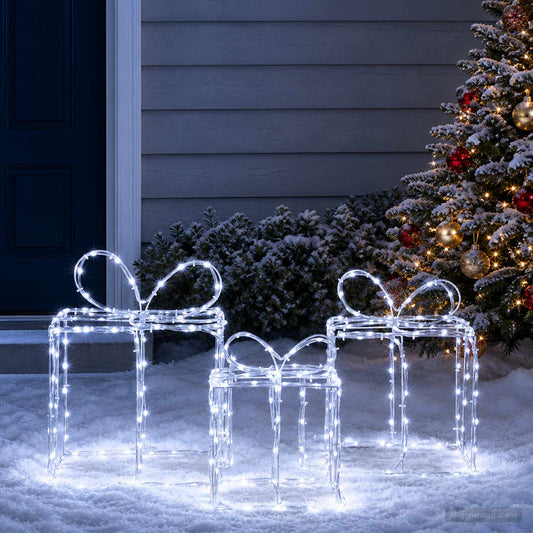 vidaXL Verlichte kerstcadeaudozen LOVIISA 3 st 360 LED's Koel wit