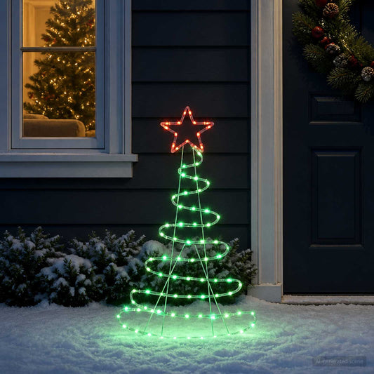 Led-kerstboomsilhouet LOVIISA 100 LED's Rood en Groen is nu te koop bij PeponiXL, paradijselijk wonen!