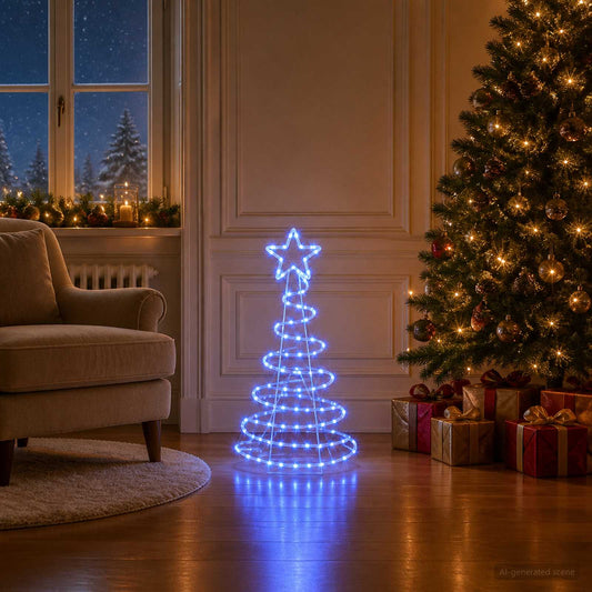 vidaXL Led-kerstboomsilhouet LOVIISA 100 LED's Blauw 51 x 99 cm