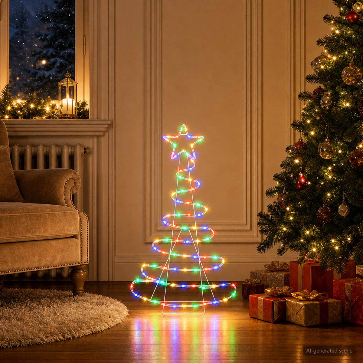 Led-kerstboomsilhouet LOVIISA 100 LED's Meerkleurig 51 x 99 cm is nu te koop bij PeponiXL, paradijselijk wonen!