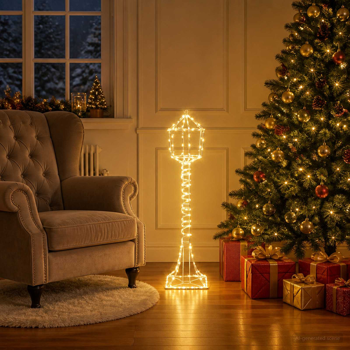 LED-kerstlantaarnpaal LOVIISA 160 LED's Warmwit is nu te koop bij PeponiXL, paradijselijk wonen!