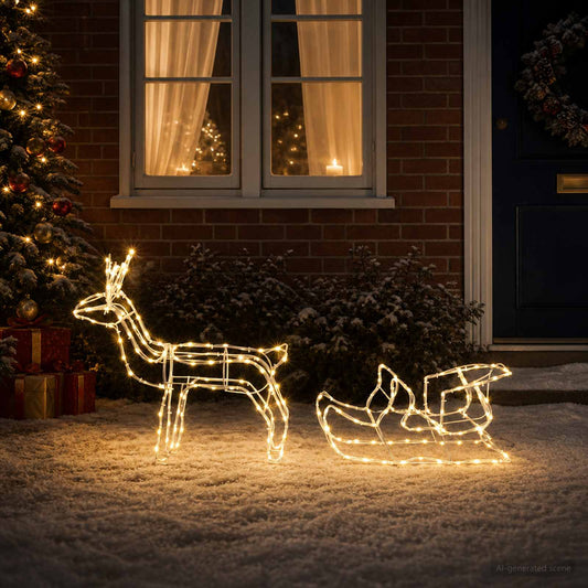 vidaXL Reindeer and Sleigh Christmas Decoration LOVIISA 240 LED's